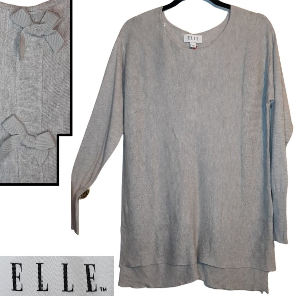 Bow back tunic length sweater